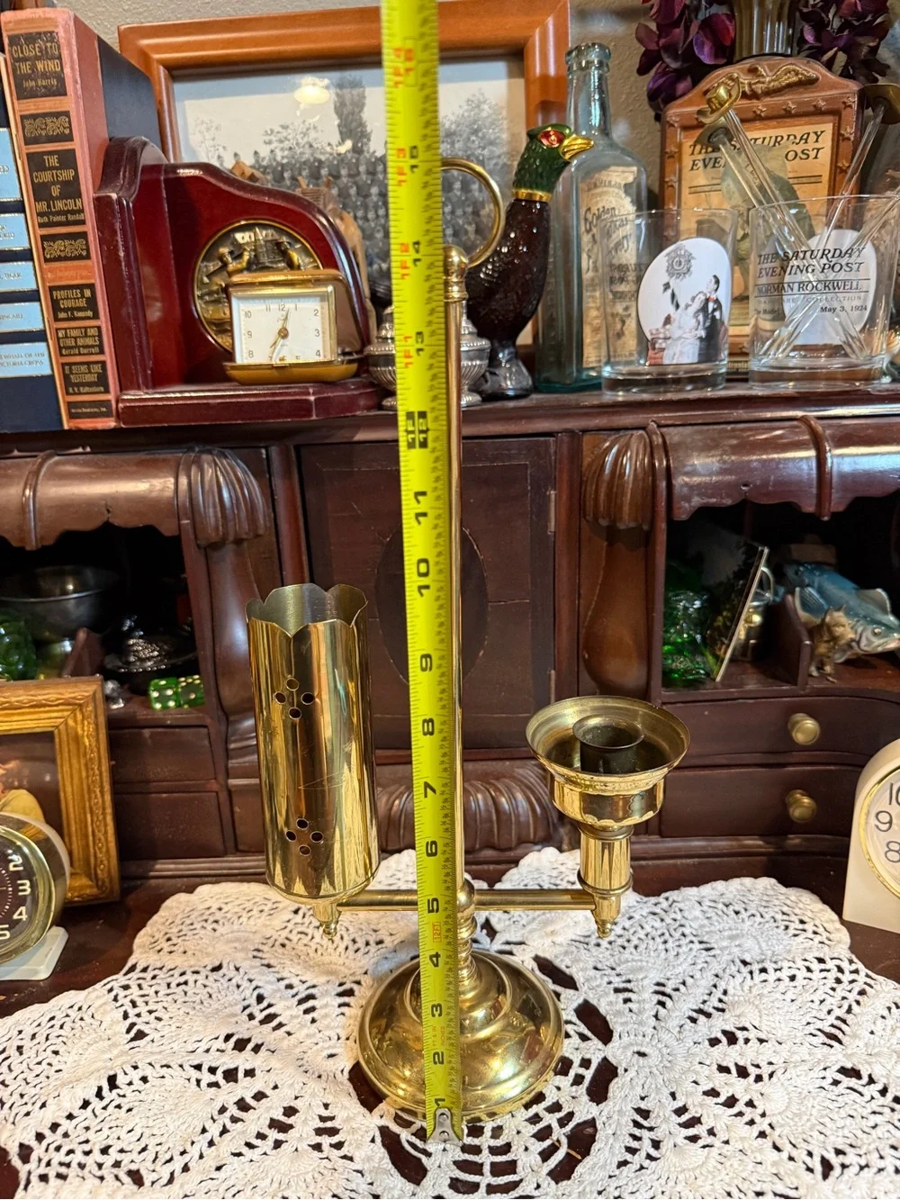 Brass Candle and Snuffer Holder - Polished Gold Finish